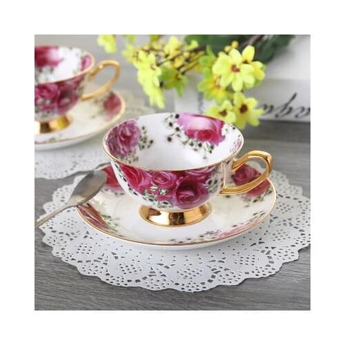 Pottery tea set European Style cups GILDING Coaster Demitasse tea cup mat Ceramic Coffee Cup and saucer Porcelain Drinkware Mug