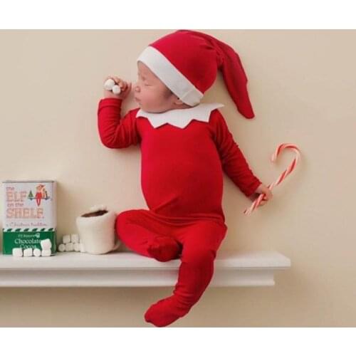 Newborn Christmas Photo Suit 3pcs Baby Christmas Theme Romper Hat Photo Suit Set Twins Holiday Clothing