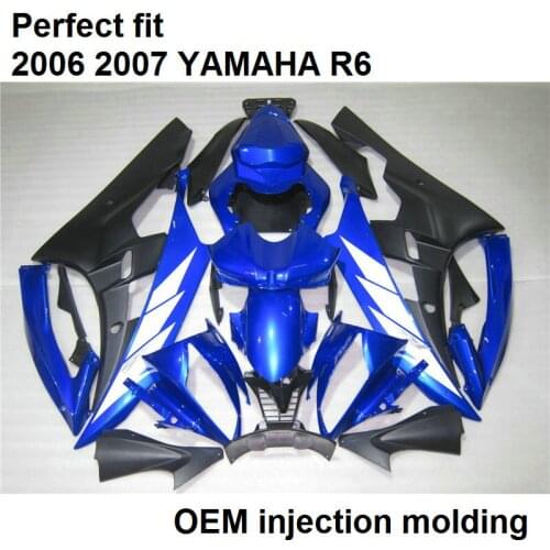 ABS plastic fairing kit for Yamaha injection molded YZF R6 06 07 matte black blue bodywork fairings set YZFR6 2006 2007 BN18