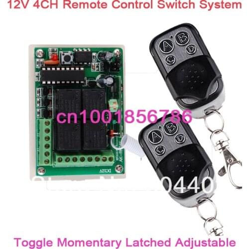 HOT DIY!New Free Shipping DC 12V 10A 4CH Learning Code RF Wireless Remote Control Switch Systems 1 Receiver 2 controllers