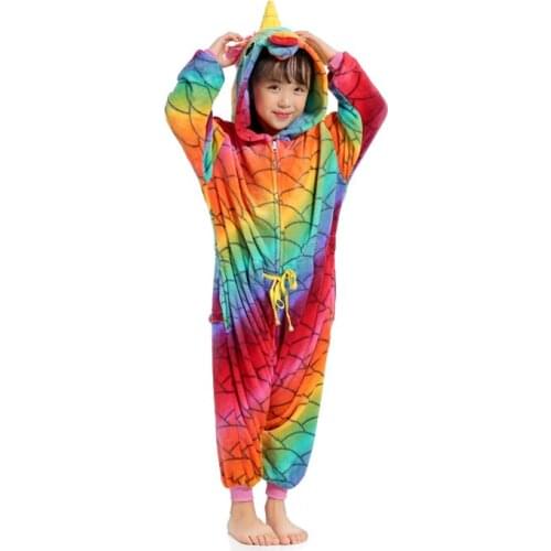 Girls Cute Unicorn Pajamas warm Autumn Winter Homewear Kugurumi unicornio Children cartoon Animal pajamas for Kids boy Sleepwear