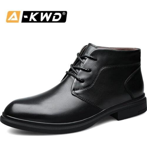 Black Fur Men Winter Boots Lace-up British Ankle Boots Brown Casual Men Shoes Sneakers Mens Winter Footwear Male Single High Top