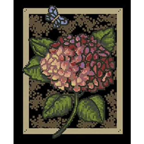 14/22/25ct Counted Cross Stitch Kit Hydrangea on Toile Flower dim 35072