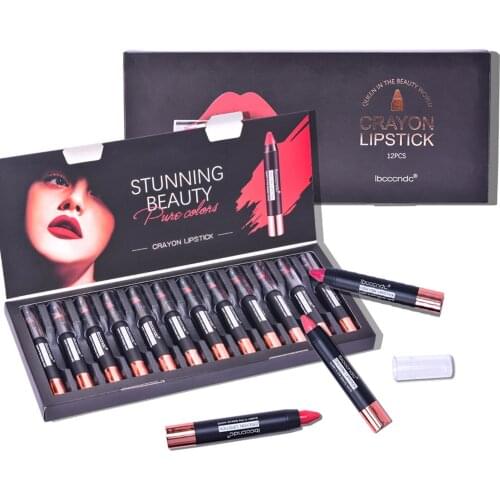 12 Colors Lipstick Set Moisturizing Matte Lipsticks Lip Pencil Crayon Lip Gloss Waterproof Long Lasting Lip Gloss Lip Make Up