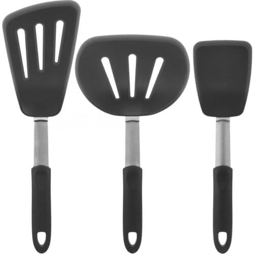 3pcs Silicone Kitchen Utensil Set Cooking Tools for Nonstick Cookware Shovel Slotted Turner Set