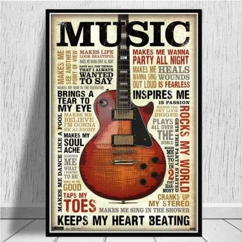 Canvas Prints Pictures Wall Art Guitars Instrument Collections Music Quote Painting Home Decor Modular Nordic Poster Living Room