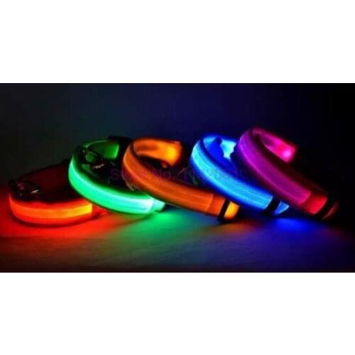 100pcs Nylon Led Pet Dog Luminous Collar Night Safety Flashing Glow In Dark Dog Cat Leash Adjustable Pet Supplies Accessories