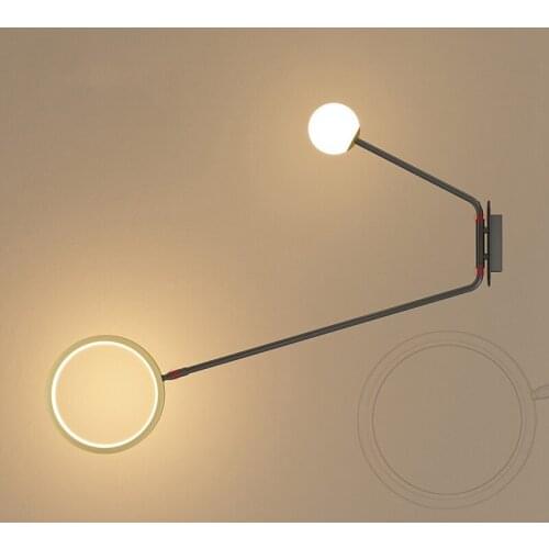 Nordic personality creative living room metal wall lamp fashion modern minimalist model bedside glass wall lamp bedroom