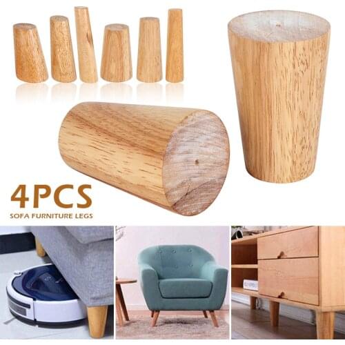 4Pcs Wooden Sofa Legs Furniture Leg with Iron Plate Table Cupboard Feet Right Angle and Bevel 8cm 20cm Multi-size