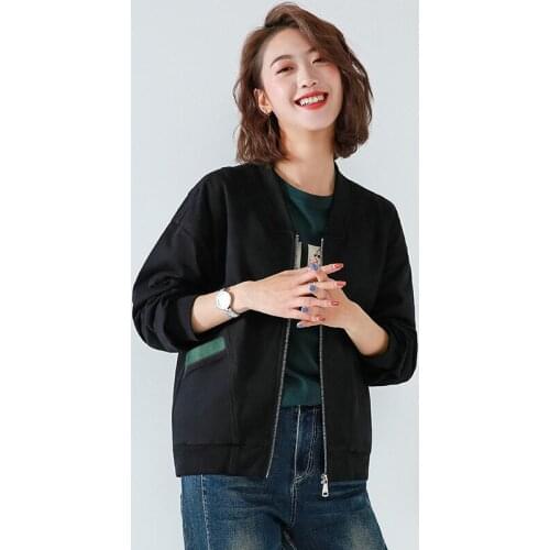 Autumn short coat womens large size loose western style baseball uniform small thin jacket