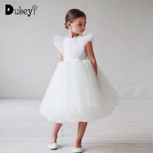 Flower Girl Dresses for Weddings New Girls Princess Dress White Black Fluffy Tulle Dress Baby Party Dress Birthday Evening Dress