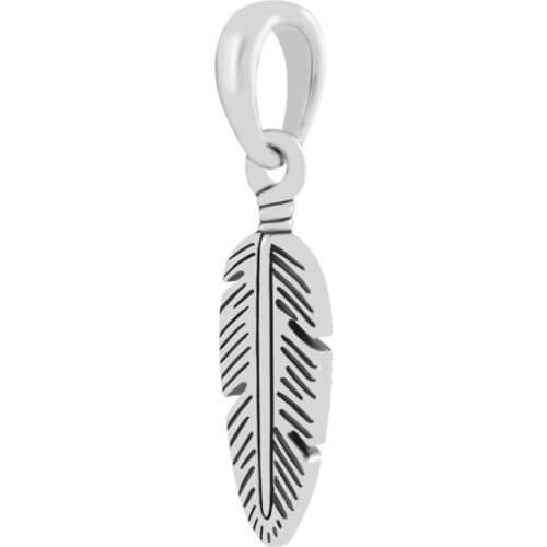 Genuine 925 Sterling Silver Spiritual Feather Pendant Charm Fits Pandora Bracelet Necklace Beads for Jewelry Making kralen