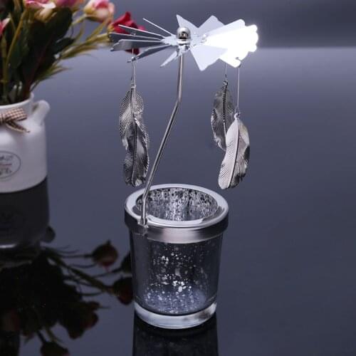 Starry Cup Rotary Spinning Carousel Swivel Tealight Candle Holder Stand Metal Dropship