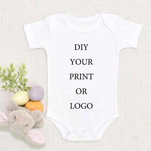 DIY YOUR PRINT OR LOGO Newborn Bodysuit Short Sleeve Jumpsuit Breathable Casual Harajuku Simple CUSTOM TEXT Baby Romper