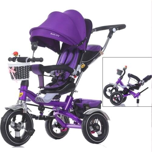 Swivel Seat Baby Tricycle Stroller Shockproof Removable Folding Baby Children Tricycle Bicycle Bike Pram Bike