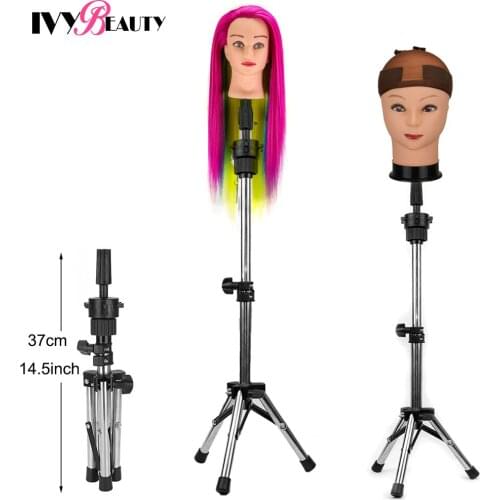 Adjustable Wig Head Stand Tripod Mannequin Manikin Head Tripod Hairdressing Training Head Holder For Wig Making Hair Styling