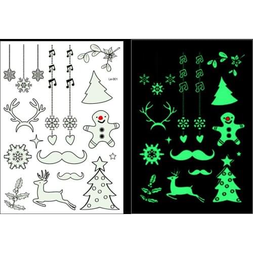 Christmas Luminous Tattoo Stickers Christmas Carnival Party Luminous Stickers Personalized Fashion Waterproof Tattoo Decoration