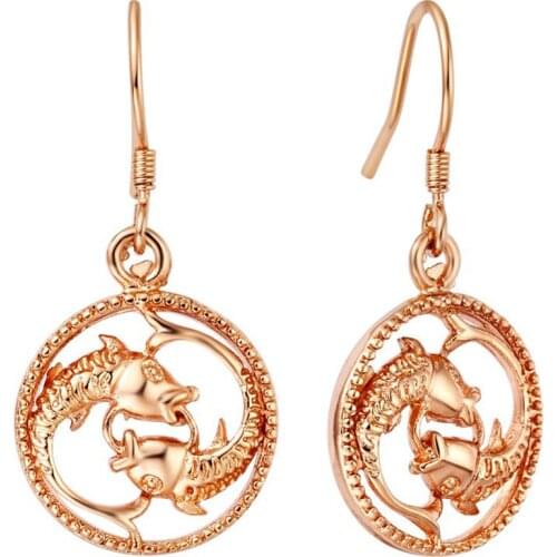 12 Zodiac Rose Gold Earring Aries Taurus Gemini Cancer Leo Virgo Libra Scorpius Sagittarus Capricornus Aquarius Pisces Pendant