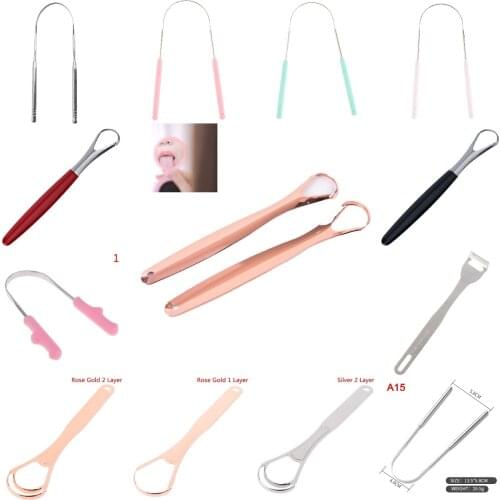 15Styles Tongue Scraper Stainless Steel Oral Tongue Cleaner Brush Fresh Breath Cleaning Coated Tongue Toothbrush Oral Hygiene