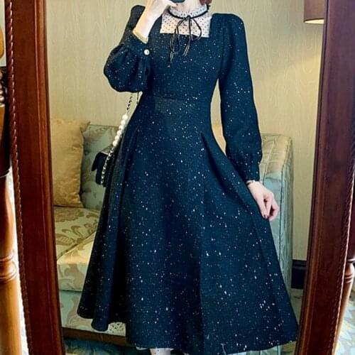 Korean Renaissance Harajuku Goth Girl Black Dress Vintage Gentle Fairy Courtly Style Sweet Women Lace Elegant Party Mini Dress
