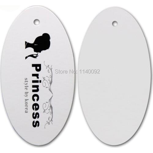 Custom clothing hang tag/shape cut swing tag/garment printed labels/oval paper hang tags 1000 pcs a lot