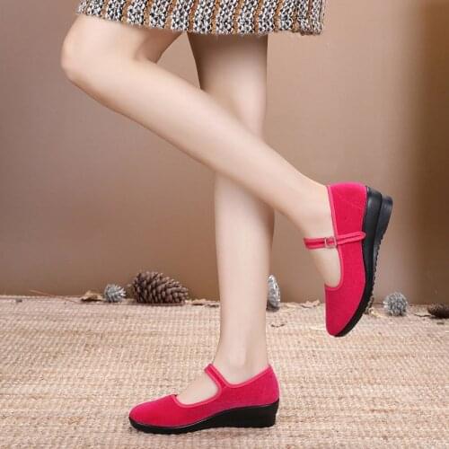 New Mary Jane buckle high heels suede wedge platform shoes ladies comfortable round toe fashion casual shoes non-slip work shoes