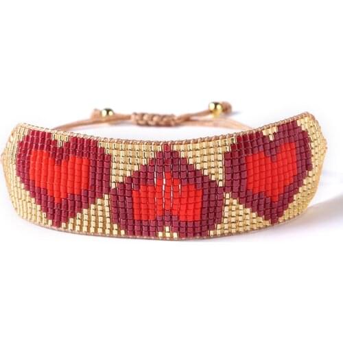 BLUESTAR Boho MIYUKI Bead Bracelet For Women Heart KISS Letter Pulseras Mujer Moda Chic Handmade Jewelry Armband