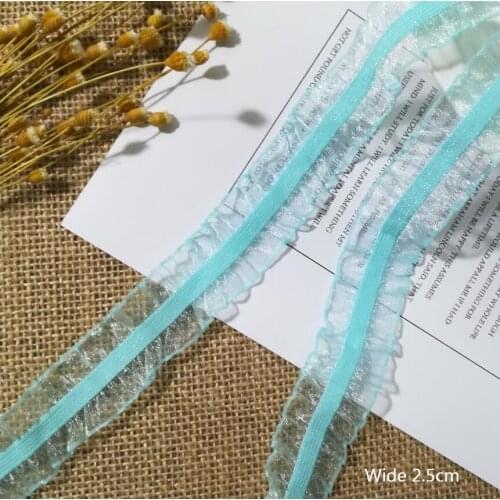 1Yards Elastic Lace Ribbon Dress Guipure Elastic Blue Lace Fabric 2.5cm Sewing DIY Decoration Blue Lace Trim Craft dentelle L009