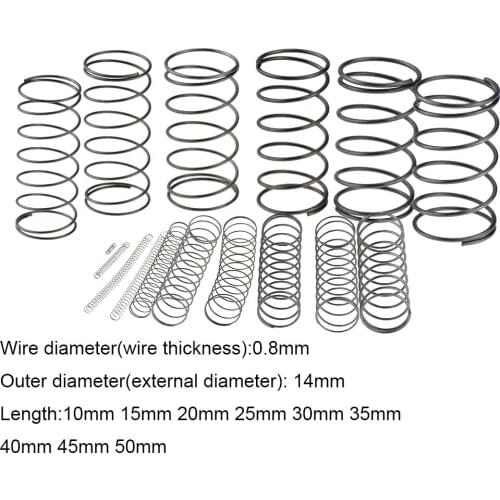 10PCS 0.8*14*10-50mm Spring Steel Small Compression Release Mechanical Return Spring Pressure Spring OD 14mm 0.8x14x10-50mm