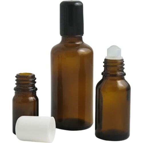 5ml 10ml 15ml 20ml 30ml 50ml 100ml Amber Glass Roll on perfume Bottle 1/6OZ 1/3OZ 1/2OZ 1OZ Brown Glass Roller Ball Containers