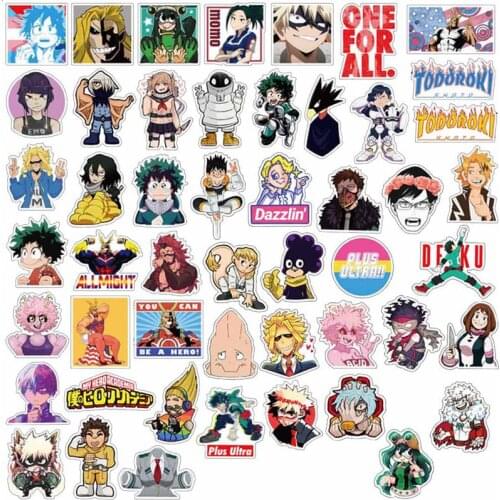 50PCS/Lot Anime My Hero Academia Stickers Classic Japan Anime Sticker Modern Popular Laptop Luggage Car Skateboard Phone Decal