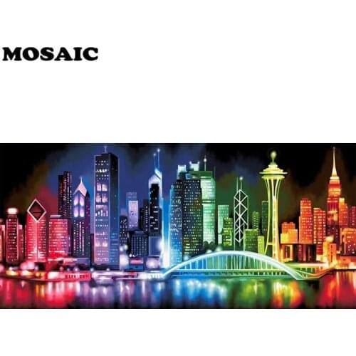 Diamond Embroidery Landscape Picture Of Rhinestone Bright Lights,Big City DIY Diamond Painting Cross Stitch Full Square/round
