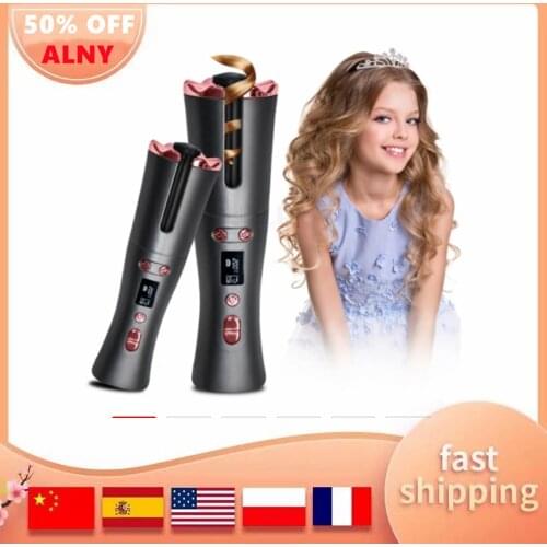 Automatic Cordless Hair Curler USB Charging Curling Iron With 6 Temp & Timer Settings Hair Waver Tongs Beach Waves Iron Curling