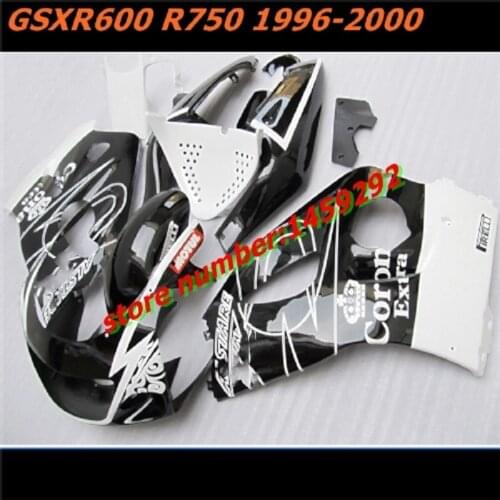 Black white motorcycle fairing fits for GSX R600 GSXR750 96 00 GSXR 600 750 1996 2000 Motocycle Accessories