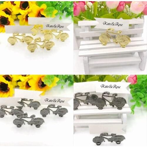 40PCS Wedding Table Decoration Gift Vintage/Gold Bicycle Place Card Holder Bike Design Name Card Holders Party Supplies