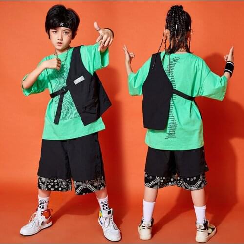 Kids Modern Dance Hip Hop Clothing Girls Jazz Dance Costumes Loose Hiphop Dancers Outfits Boys Street Dance Rave Clothes DQS7476