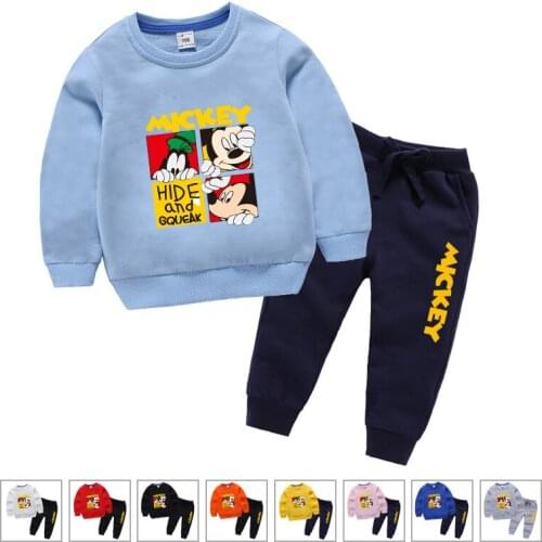 Childrens Wear Spring and Autumn Childrens Suit Baby Boys and Girls Cartoon Round Neck Sports Two Piece Long Sleeve Sweater