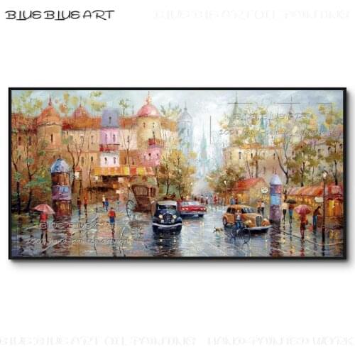 Pure Hand-painted Beautiful Russian Street Landscape Oil Painting on Canvas Luxury Wall Art Picture Russia Street Oil Painting