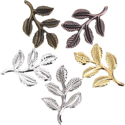 30Pcs Metal Filigree Branch Slice Charms Base Setting Jewelry Leaf Filigree Wraps Connectors Metal Crafts Gift Decoration DIY
