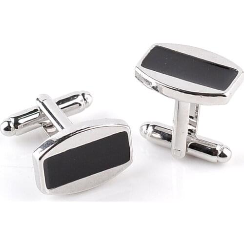 Geometry Designer Cufflinks Sample Black Enamel Silver Plated Mens Jewelry Wedding Groom Business Party Cuff link