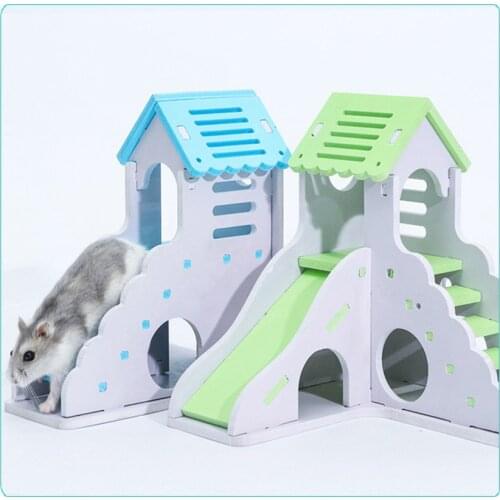 Hamster Slide Small Animal Pet Hiding House Hedgehog Rabbit Cabin Environmental Protection Wood Plastic Board Toy DIY Assembly