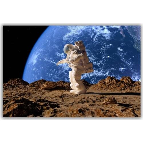 HT021 Spectacular Universe Earth And Moon Space Station Astronaut Silk Fabric Poster Art Decor Indoor Painting Gift