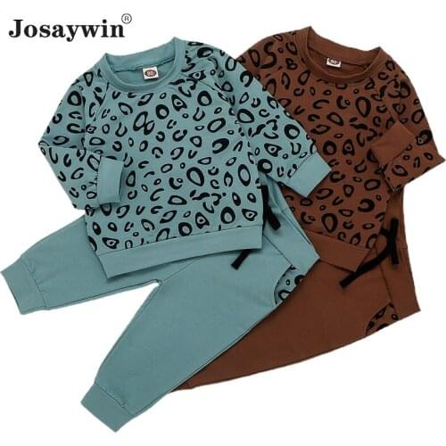 Baby Clothes Children Suits Kids Girl Winter Warm 2 Pieces Sets Top+Pants Leopard Thick Toddler Autumn Newborn Boys Clothes Set