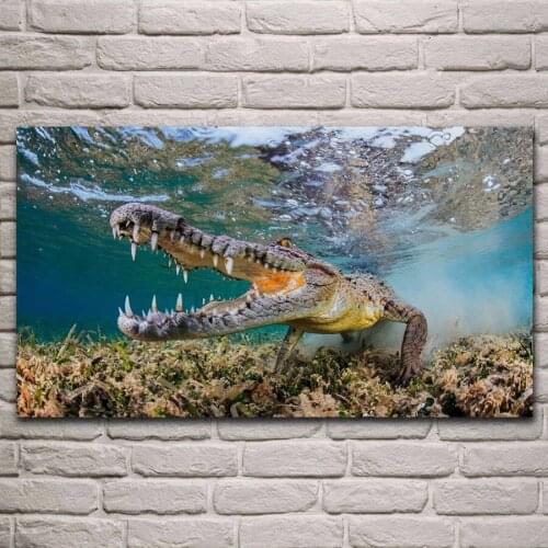 Crocodile muzzles fangs underwater reptiles wildlife posters on the wall picture home living room decoration for bedroom KJ515