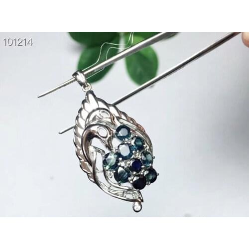 Swan Sapphire necklace pendant Natural real blue sapphire 925 sterling silver For men or women
