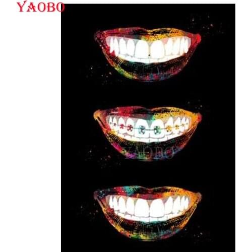 New Full Square/Round Drills 5D DIY Diamond Painting Dental Colorful Tooth Art Diamond Embroidery Sale Cross Stitch Nordic Art