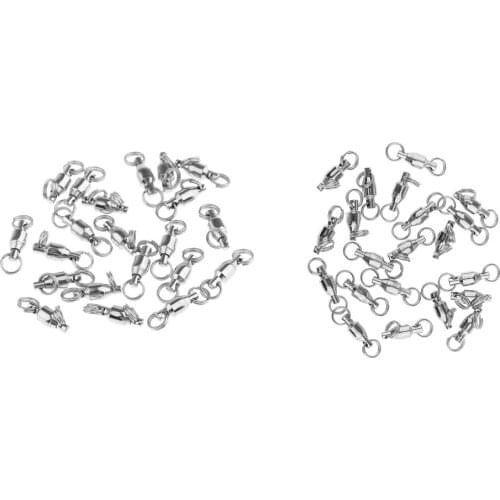 Pack of 40Pcs Heavy Duty Ball Bearing Swivel with Split Ring Fishing Hook Connector Tackle, 13mm / 16mm Fishing Swivels