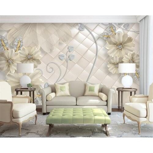 Beibehang Custom wallpaper mural Modern fashion embossed white Floral jewelry background wallpaper for walls 3d papel de parede
