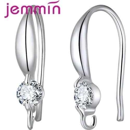 New Simple Smooth Hook Earrings 925 Sterling Silver Jewelry Accessories Inlaid Round Crystal Stone for Women 10PCS