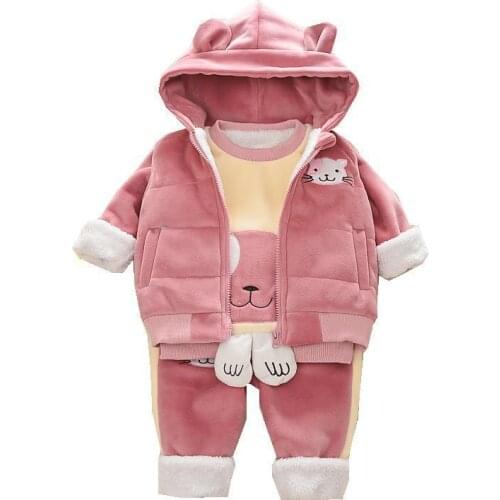 Autumn Winter Kids Cotton Cartoon Sets Baby Girls Boys Sports Hoodies T-Shirt Pants 3pcs/Sets Fashion Children Leisure Clothes